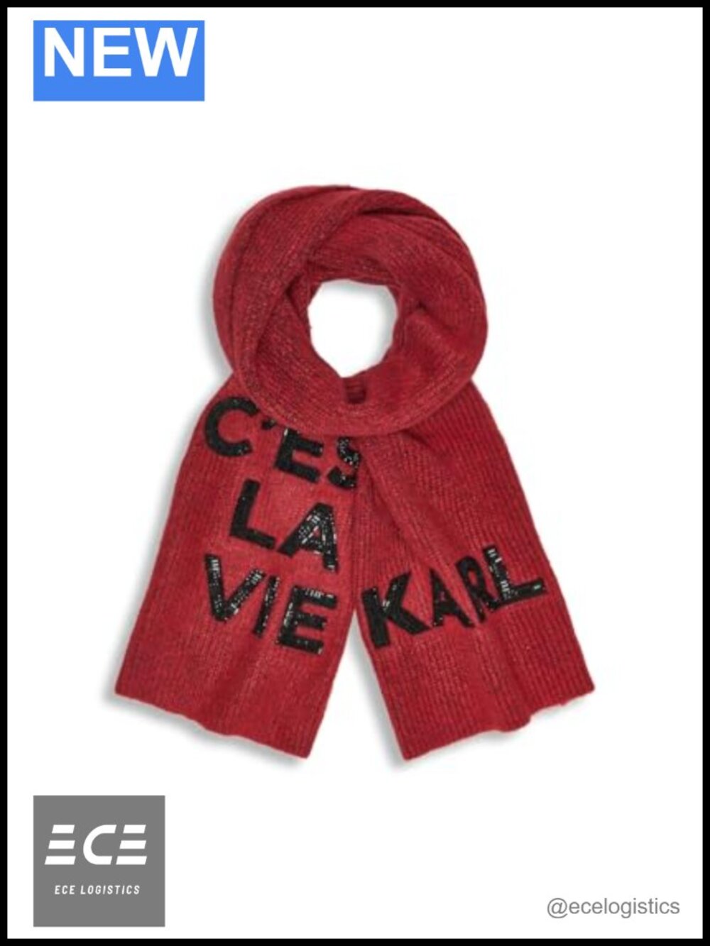 C'est La Vie Scarf With Sequins 72x12 Polyester Metallic Wool